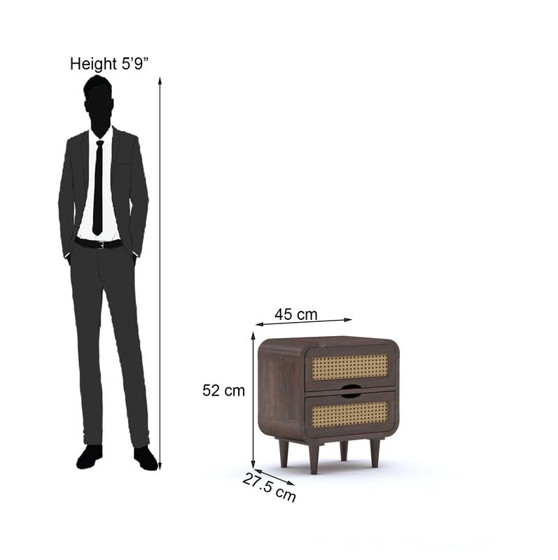 Sheesham Wood Bedside Table with Cabinet Storage Night Stand Sofa Side Table End Table Furniture for Living Room Home Office