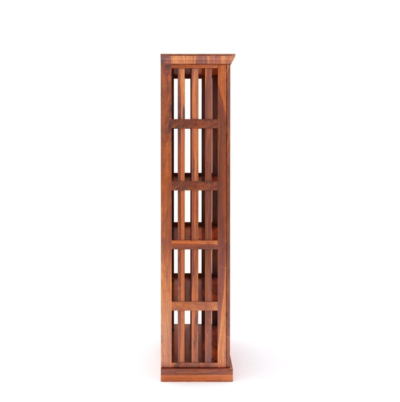 Sheesham Wood Bookshelf with Open Shelf Storage Wooden Bookcase Cabinet Furniture Display Unit for Home Office Living Room, Bedroom