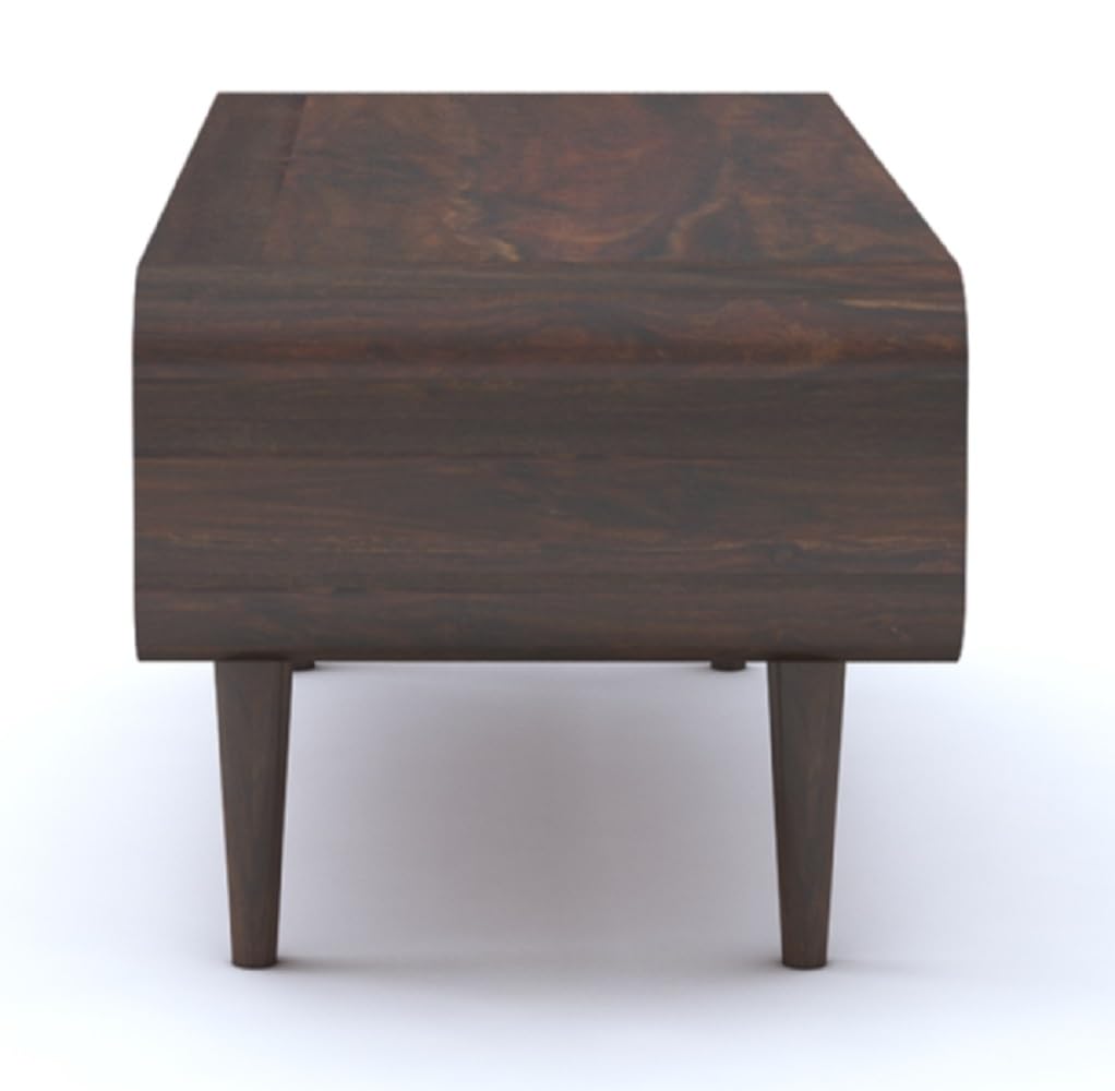 Sheesham Wood TV Cabinet with 1 Drawer and Open Shelf Storage TV Stand Table Wooden Entertainment Unit for Living Room Home