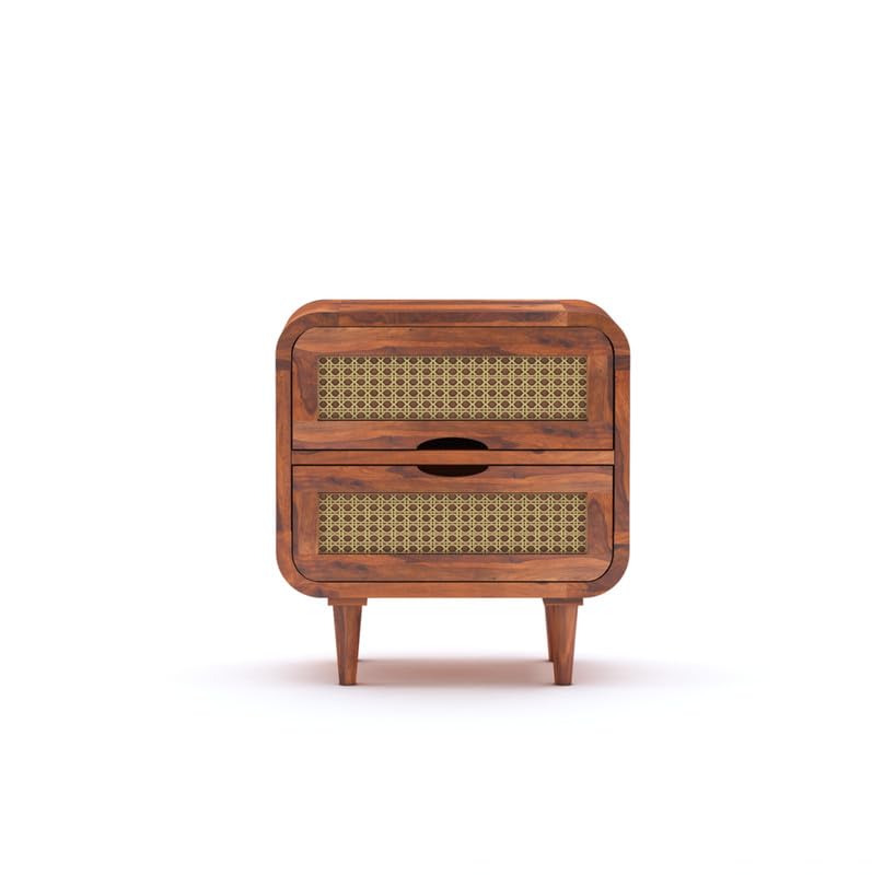 Sheesham Wood Bedside Table with Cabinet Storage Night Stand Sofa Side Table End Table Furniture for Living Room Home Office