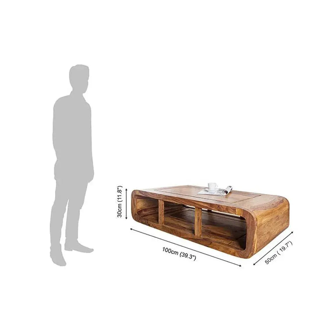 Coffee Table With Shelf Storage | Honey_Finish