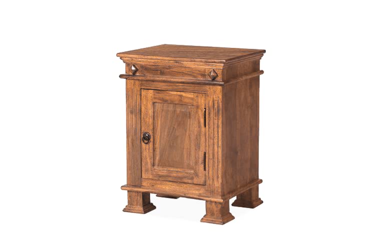 Goyal Handicraft Sheesham Wood Bedside Table with Cabinet Storage for Bedroom Living Room Home Office Furniture End Table| Sofa Side Table| Nightstand (Natural Finish)