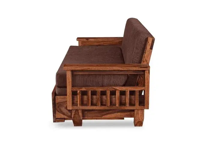 Wooden 3 Seater Sofa Cum Bed | Honey Finish