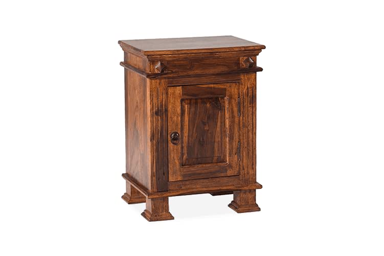 Goyal Handicraft Sheesham Wood Bedside Table with Cabinet Storage Night Stand Sofa Side Table End Table Furniture for Living Room Home Office (Honey Finish)