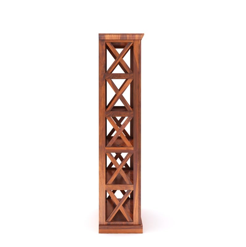 Sheesham Wood Bookshelf with Open Shelf Storage Wooden Showcase Display Unit Book Stand for Home, Office, Living Room