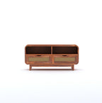 Sheesham Wood TV Cabinet Stand With 2 Cane Drawer and 2 Shelves | Multipurpose Wooden Television Entertainment Unit With Storage for Living Room, Bedroom, Office, Home Furniture