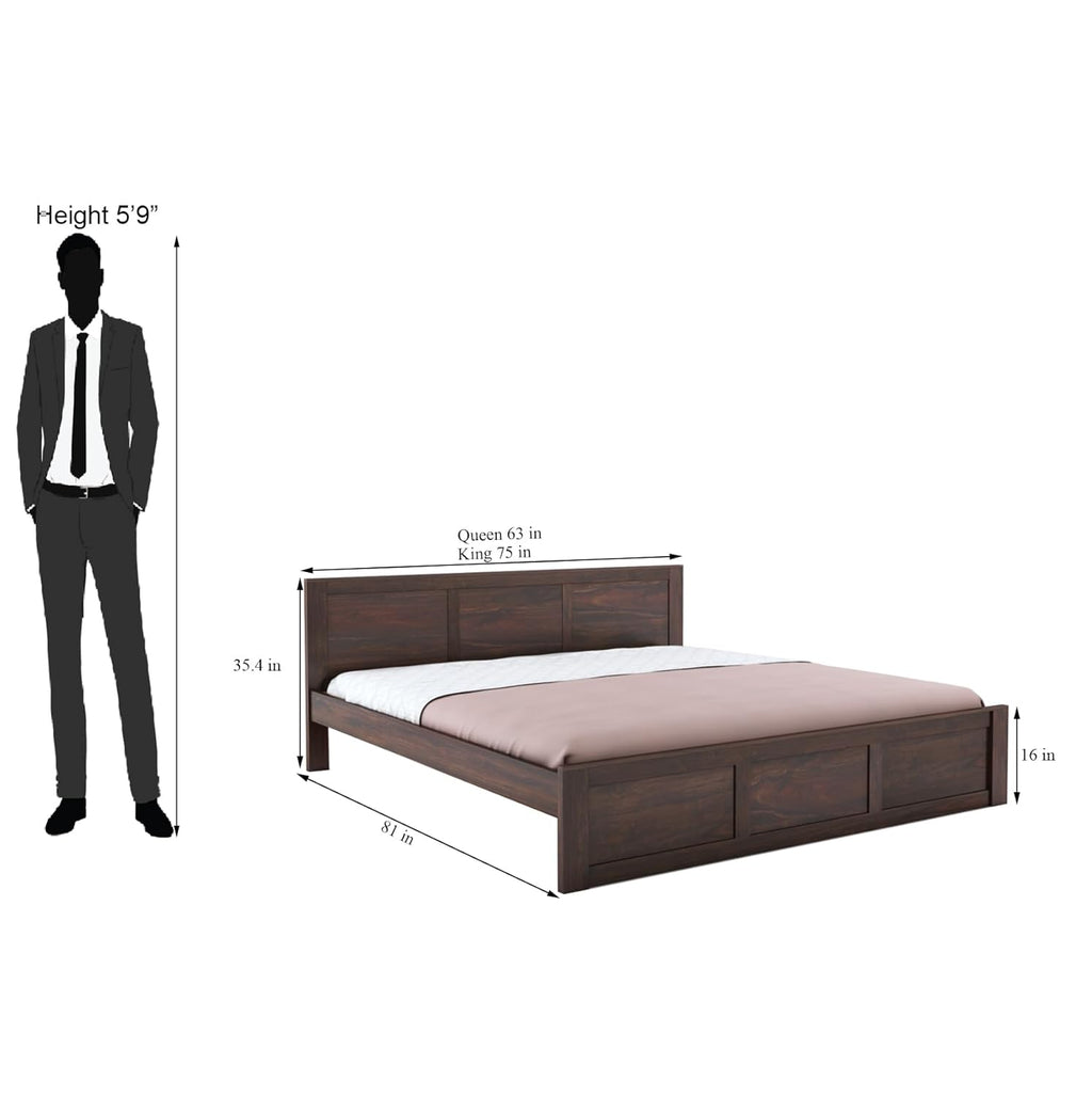 Sheesham Wood King Size Bed Without Storage for Bedroom Home Wooden Double Bed Cot Palang Furniture for Living Room and Hotels