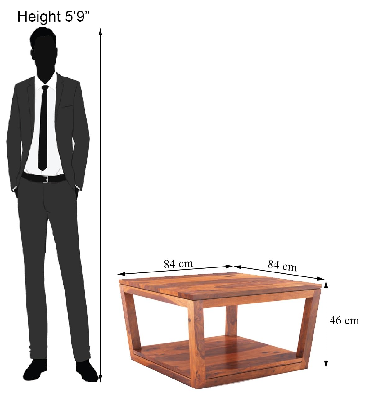 Sheesham Wood Coffee Table with Open Shelf Storage Wooden Tea Tables Solid Wood Center Table Furniture for Bedroom Living Room Home Office
