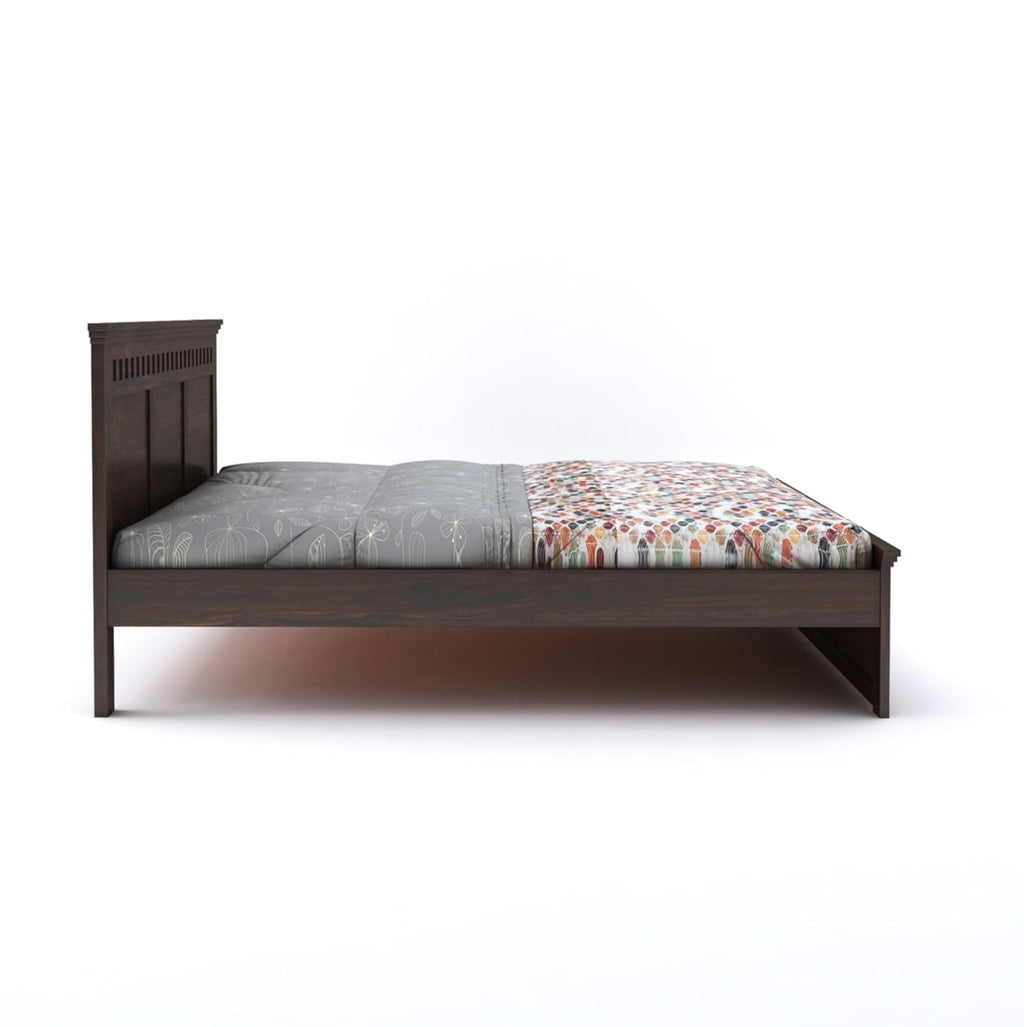Sheesham Wood Queen Size Bed Without Storage for Bedroom Home Wooden Double Bed Cot Palang Furniture for Living Room and Hotels