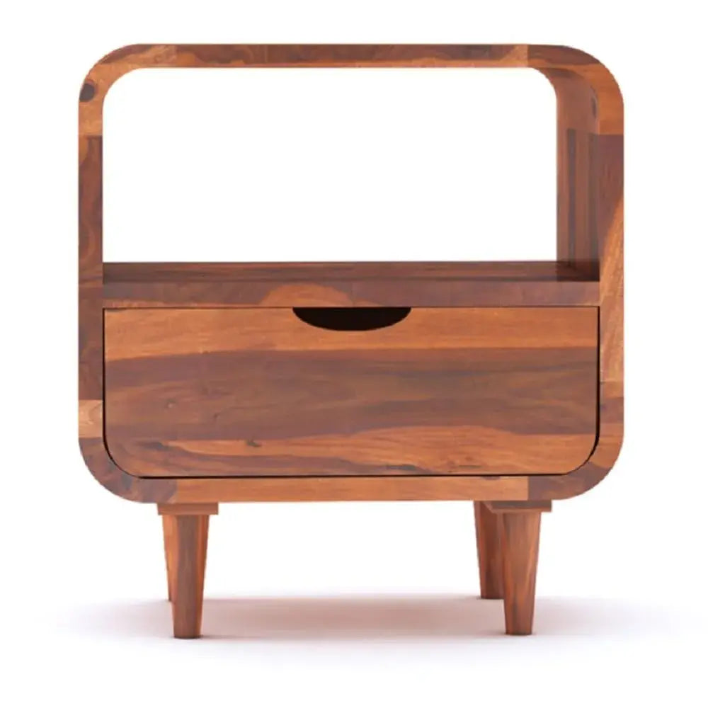 Sheesham Wood Bedside End Table - Honey Finish