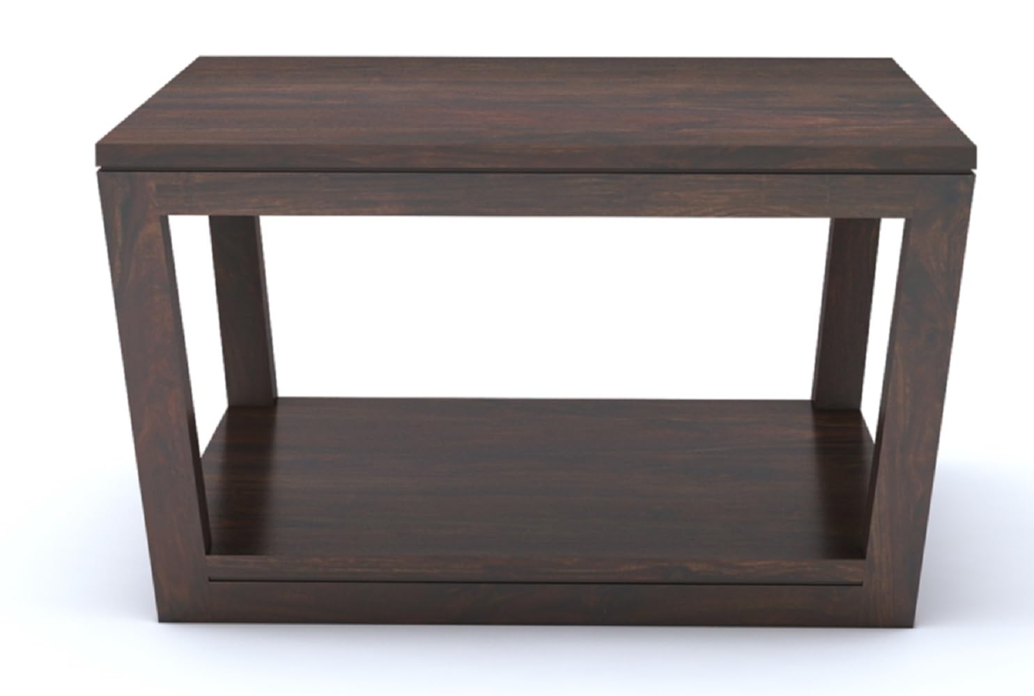 Goyal Handicraft Sheesham Wood Coffee Table with Open Shelf Storage Wooden Tea Tables Solid Wood Center Table Furniture for Bedroom Living Room Home Office (Walnut Finish)