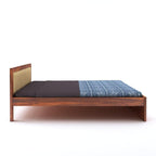 Sheesham Wood Queen Size Bed Without Storage Wooden Headboard Cushion Cot Double Bed Furniture for Bedroom Living Room Home