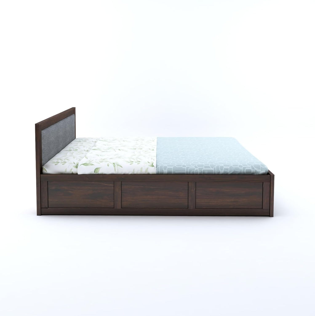 Sheesham Wood Queen Size Bed with Box Storage for Bedroom Living Room Home Hotel Bed with Headboard Pannel Wooden Double Bed Cot Palang Furniture