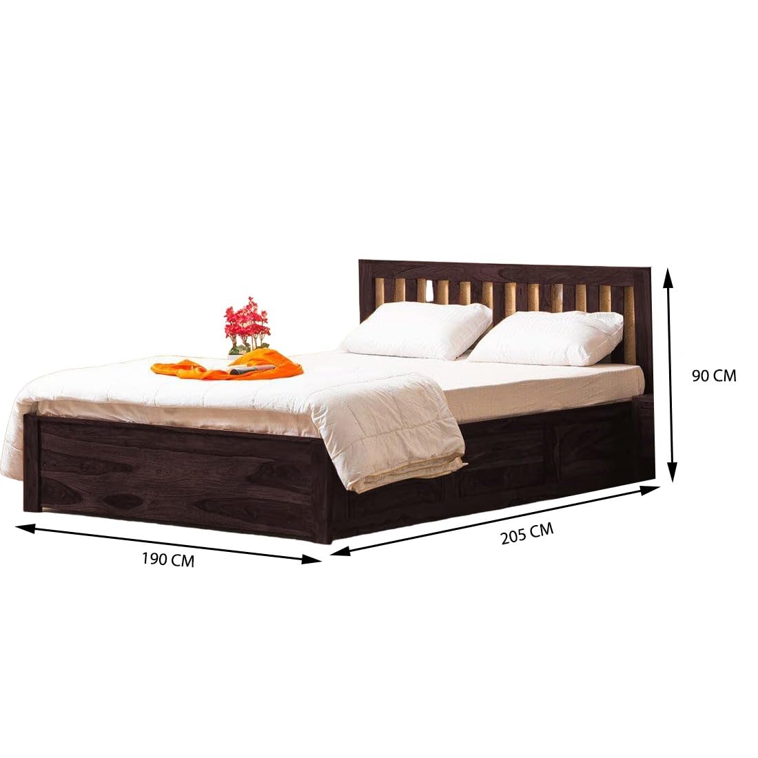 Goyal Handicraft Sheesham Wood King Size Bed with Box Storage for Bedroom Living Room Home Wooden Double Bed Cot Palang Furniture (Walnut Finish) | 1 Year Warranty