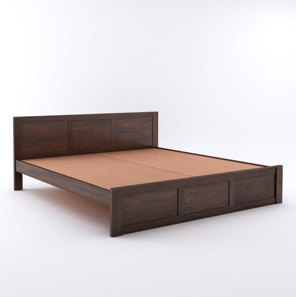 Sheesham Wood Queen Size Bed Without Storage for Bedroom Home Wooden Double Bed Cot Palang Furniture for Living Room and Hotels