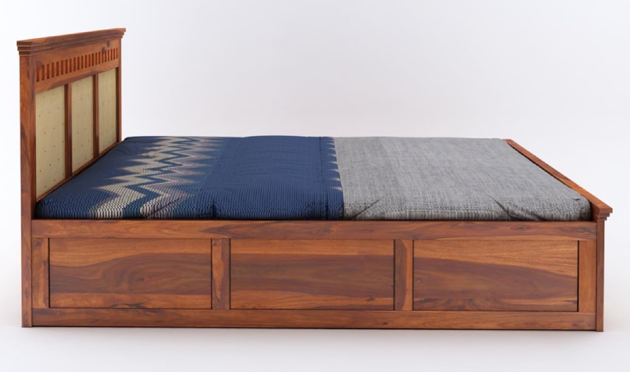 Queen Size Wooden Double Cot Bed With Storage