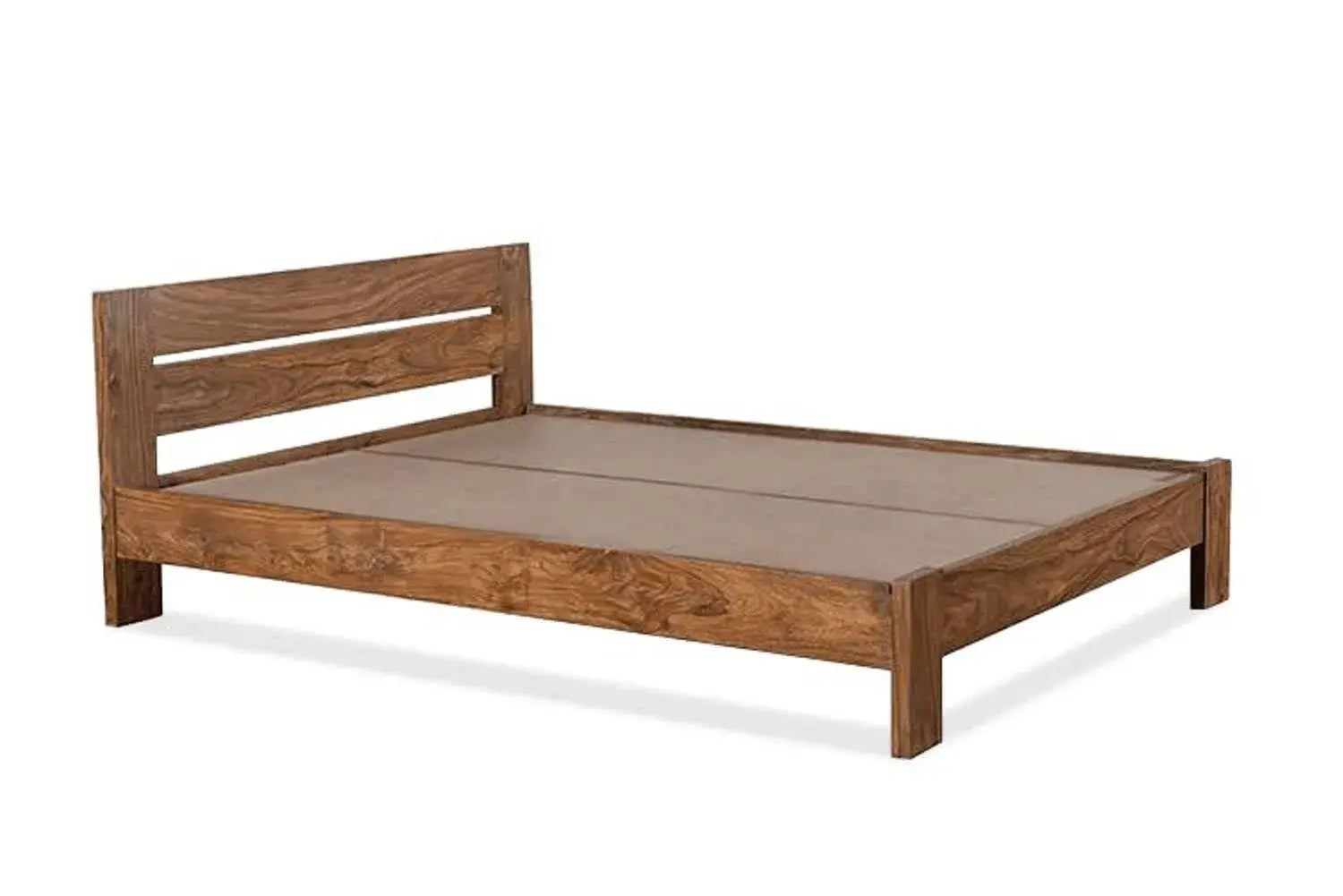 Queen Size Double Bed Without Storage | Stone Finish