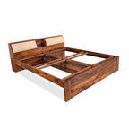 Sheesham Wood Queen Size Bed with Headboard and 4 Drawer Storage Wooden Double Bed Cot Palang Furniture for Bedroom Living Room Home