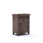 Bedside Table With Drawer And Door Storage | Walnut Finish