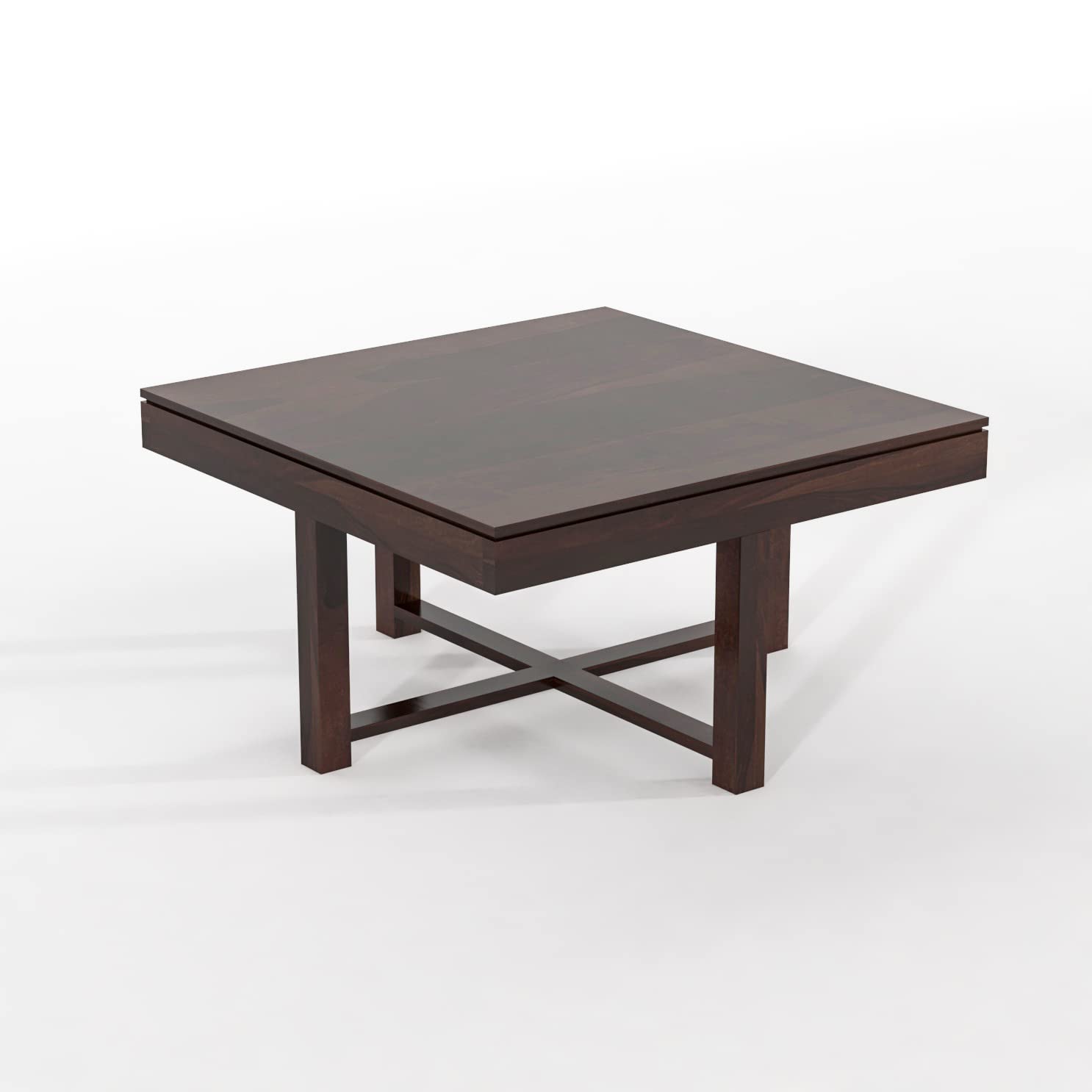 Sheesham Wood Coffee Table with 4 Stools for Living Room Wooden Teapoy Tea Tables Furniture for Hotels Home Office