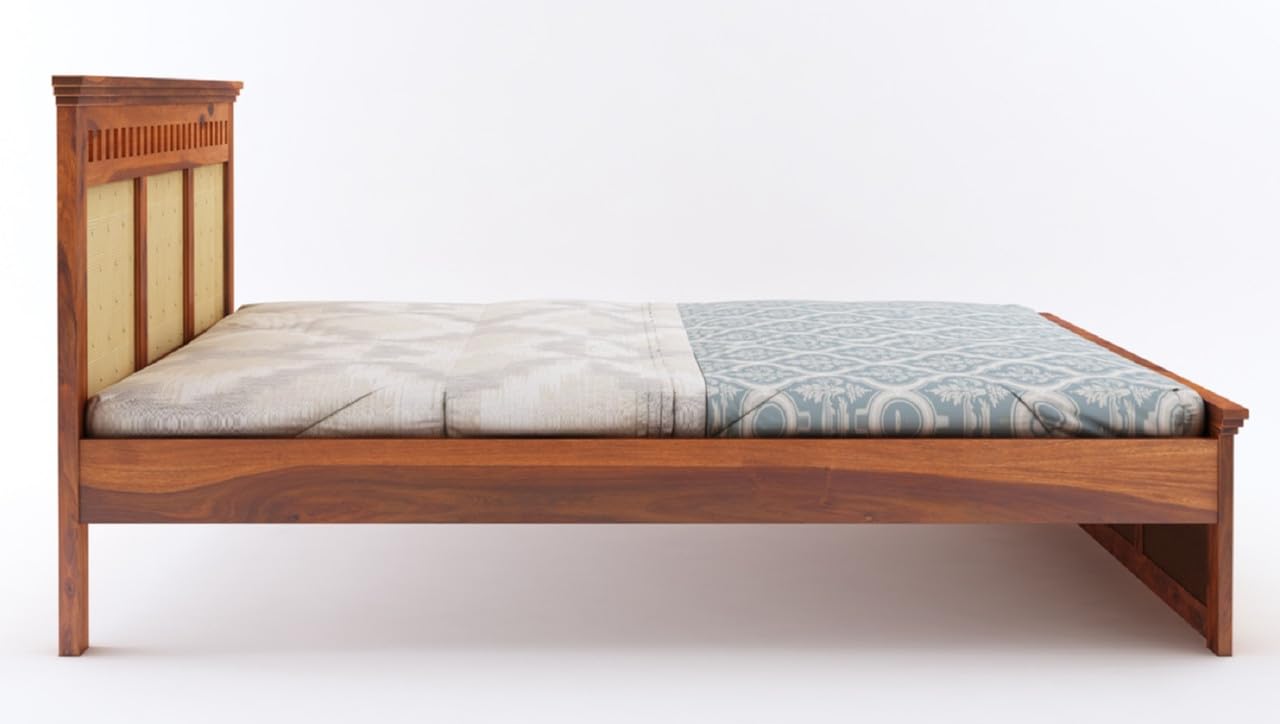 Queen Size Cane Bed Without Storage | Honey Finish