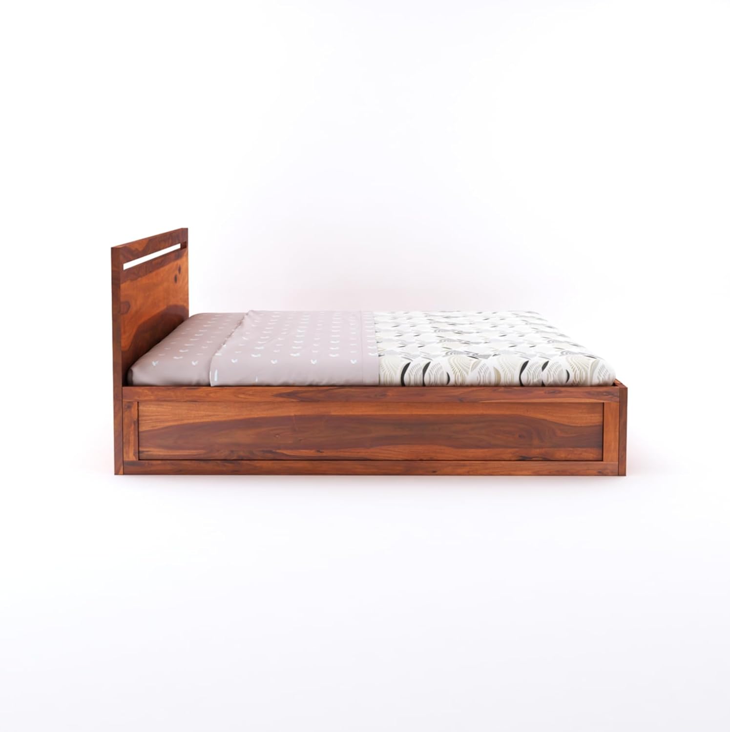 Goyal Handicraft Sheesham Wood Queen Size Bed with Storage for Bedroom Living Room Home Hotel Bed with Headboard Pannel Wooden Double Bed Cot Palang Furniture (Honey Finish)| 1 Year Warranty