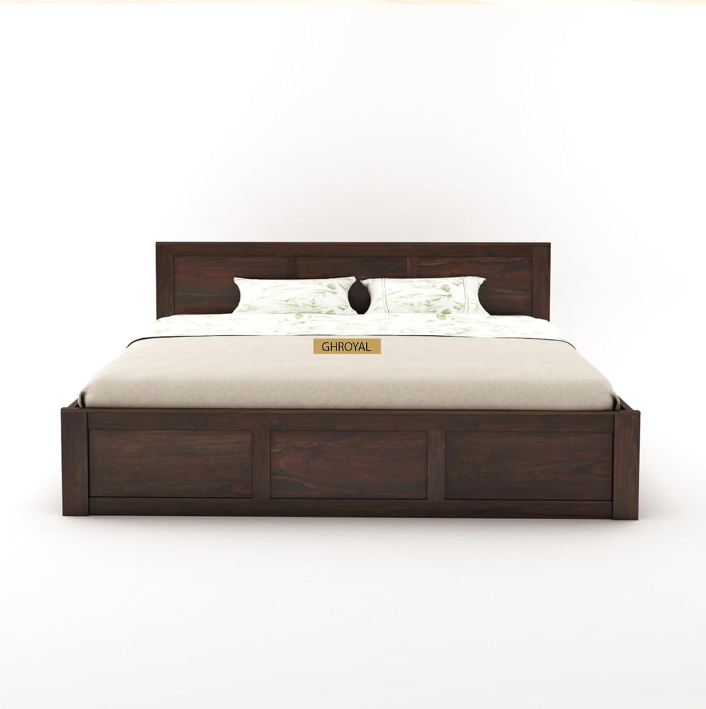 Sheesham Wood Queen Size Double Bed with Box Storage for Bedroom Furniture Wooden Palang for Living Room Furniture