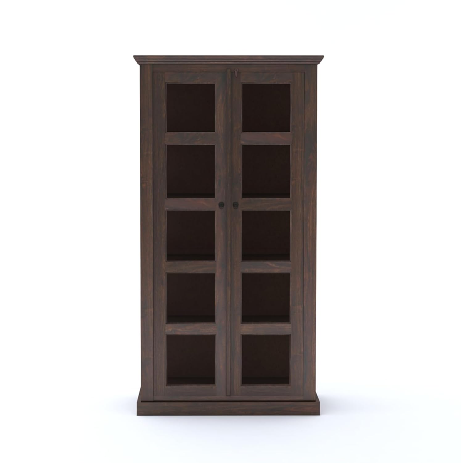 Sheesham Wood Bookshelf with Glass Door for Home Library Solid Wood Bookcase Wooden Crockery Cabinet for Kitchen Book Shelf