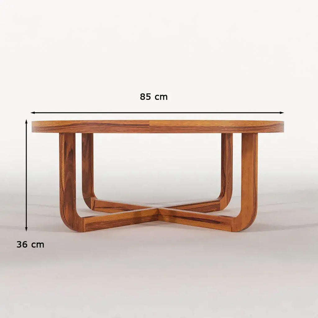 Sheesham Wood Round Center Coffee Table Wooden Teapoy Tea Cocktail Tables Furniture for Home Office Living Room Bedroom Hall