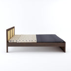 Wood King Size Cane Bed Without Storage - Walnut Finish