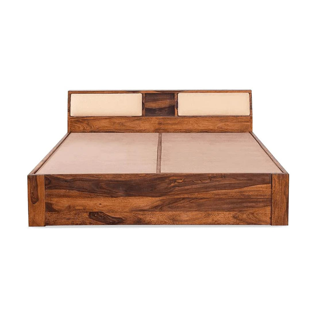 Sheesham Wood Queen Size Bed with Headboard and 4 Drawer Storage Wooden Double Bed Cot Palang Furniture for Bedroom Living Room Home