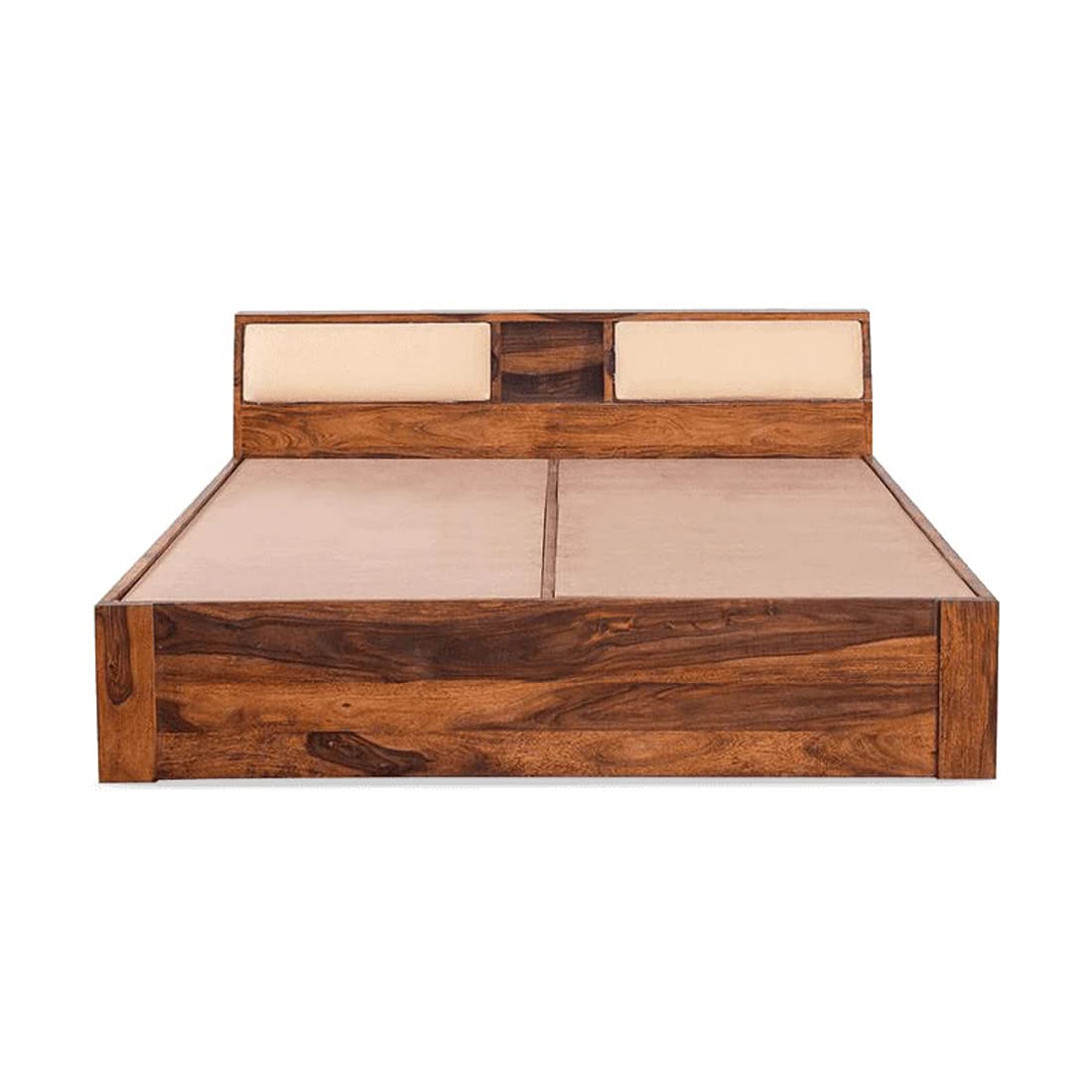 Sheesham Wood Queen Size Bed with Headboard and 4 Drawer Storage Wooden Double Bed Cot Palang Furniture for Bedroom Living Room Home