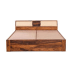 Sheesham Wood Queen Size Bed with Headboard and 4 Drawer Storage Wooden Double Bed Cot Palang Furniture for Bedroom Living Room Home