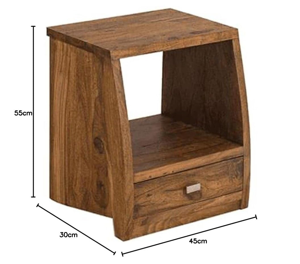 Sheesham Wood Bedside Table with Cabinet Storage Night Stand Sofa Side Table End Table Furniture for Living Room Home Office