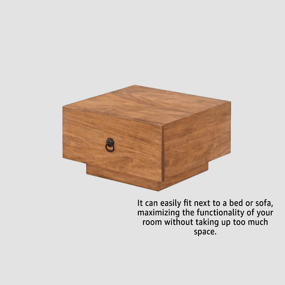 Sheesham Wood Bedside Table with Cabinet Storage Night Stand Sofa Side Table End Table Furniture for Living Room Home Office
