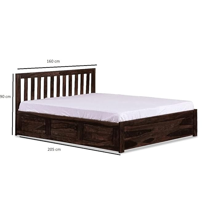 Goyal Handicraft Sheesham Wood Queen Size Bed with Box Storage for Bedroom Living Room Home Wooden Double Bed Cot Palang Furniture (Walnut Finish) | 1 Year Warranty