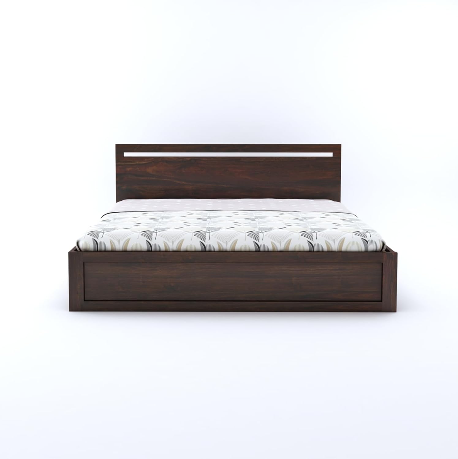 Wood Headboard Panel King Size Bed | Walnut Finish