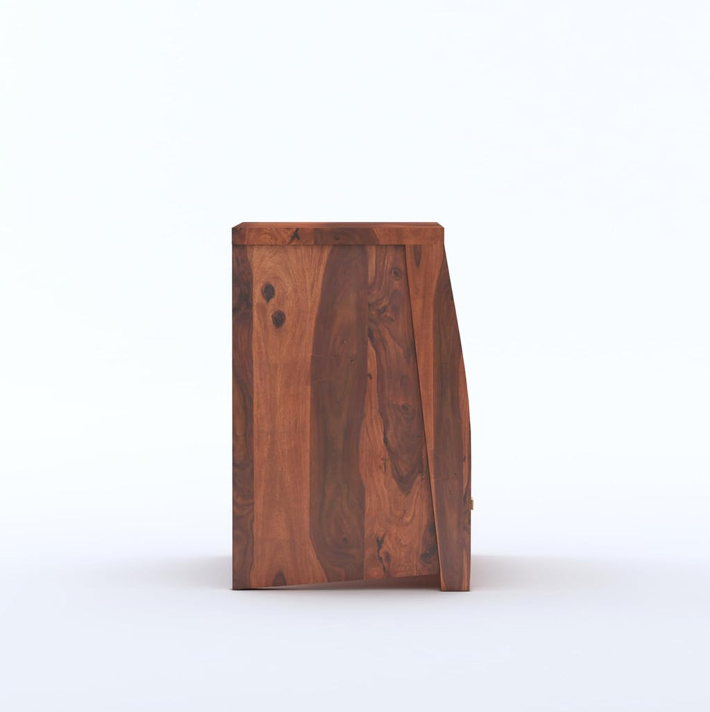 Sheesham Wood Bedside Table with Cabinet Storage Night Stand Sofa Side Table End Table Furniture for Living Room Home Office
