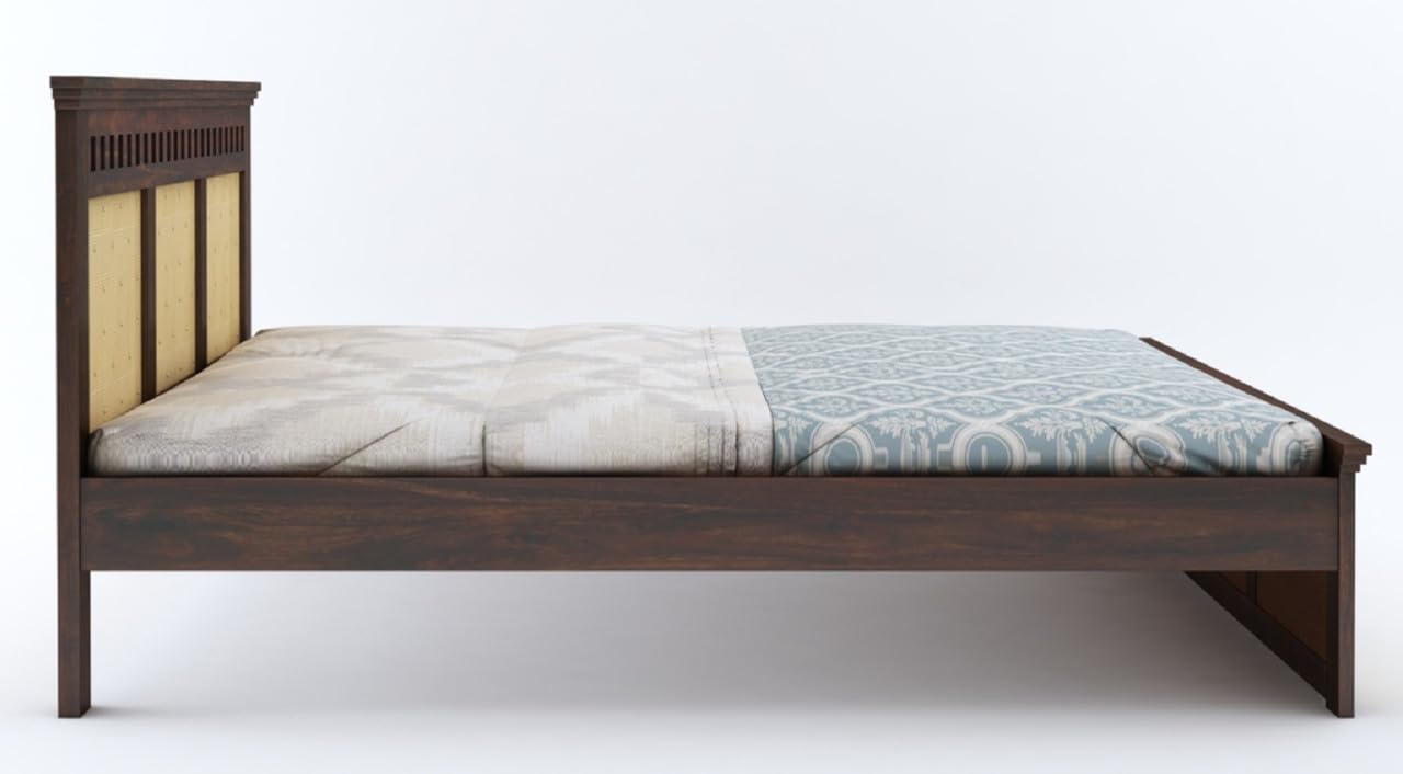 King Size Double Cot Bed Without Storage | Walnut Finish