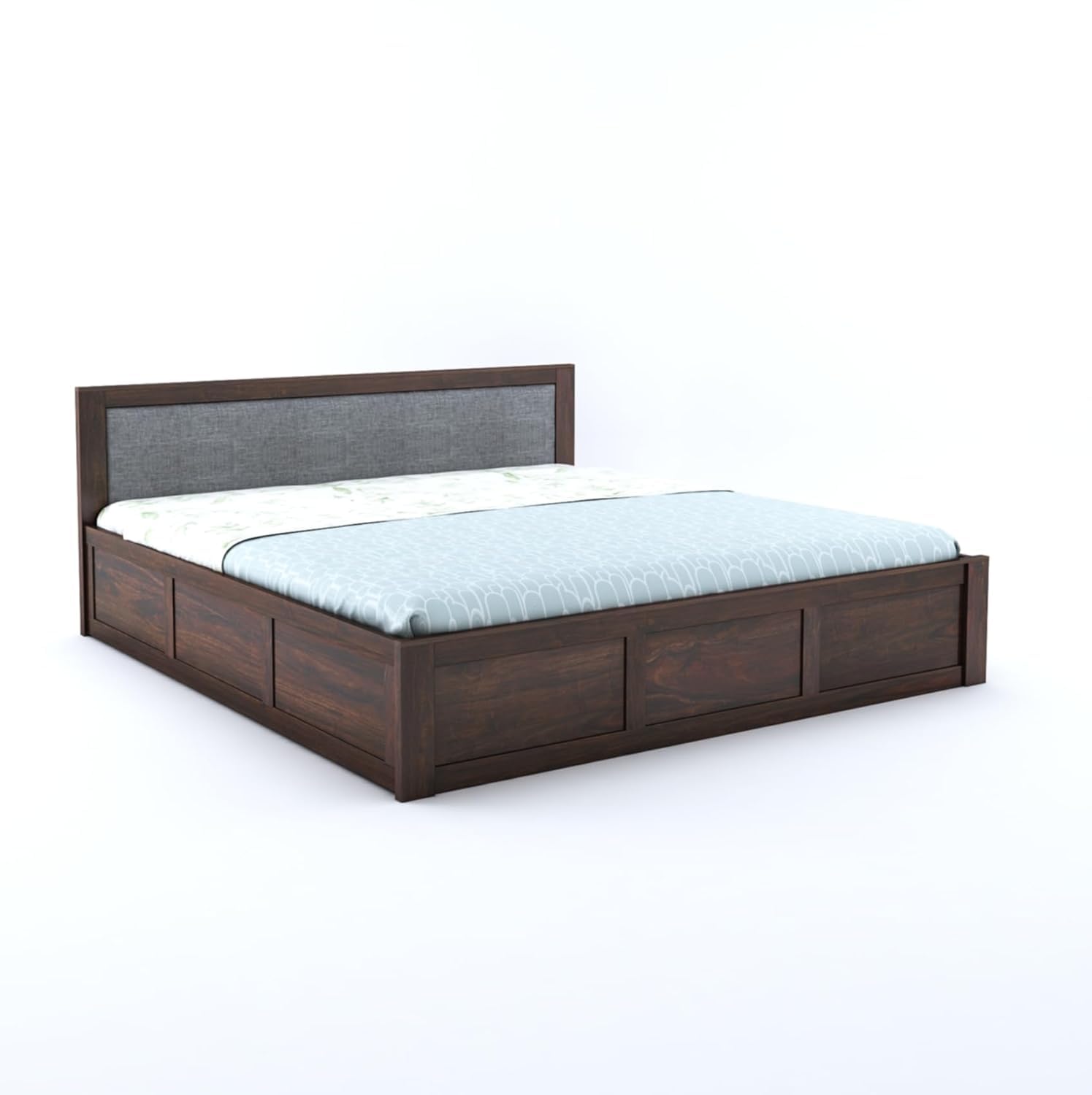 Sheesham Wood King Size Bed with Storage for Bedroom Living Room Home Hotel Bed with Cushion Headboard Pannel Wooden Double Bed Cot Palang Furniture -1 Year Warranty