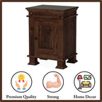 Sheesham Wood Bedside Table with Cabinet Storage Night Stand Sofa Side Table End Table Furniture for Living Room Home Office