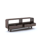 Curved Elongated Coffee Table With 2 Drawer - Walnut Finish