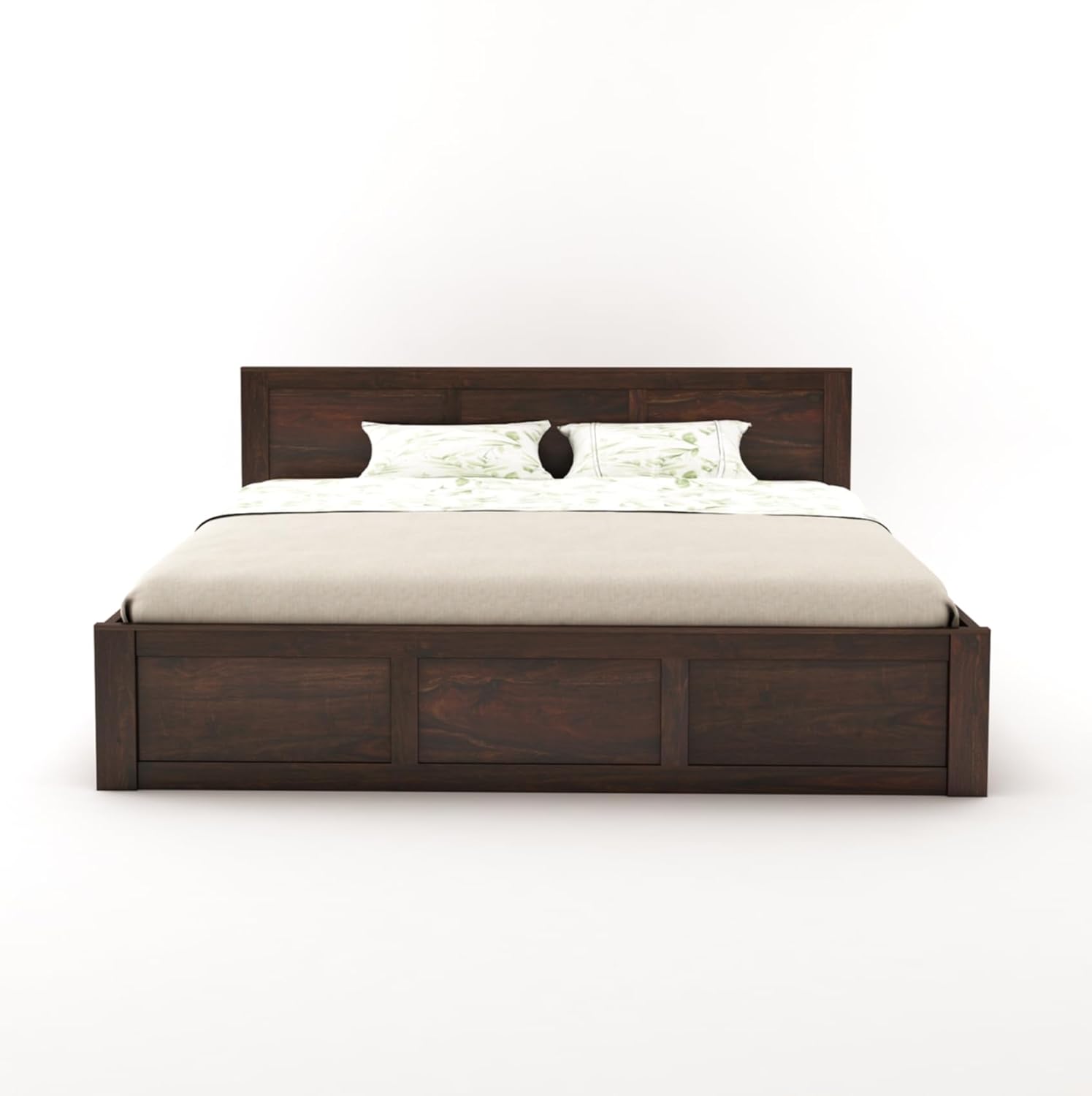 Goyal Handicraft Solid Sheesham Wood King Size Bed with Storage for Bedroom Wooden Palang for Living Room Home (Walnut Finish) | 1 Year Warranty