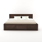 Sheesham Wood Queen Size Double Bed with Box Storage for Bedroom Furniture Wooden Palang for Living Room Furniture