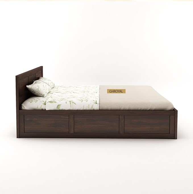 Goyal Handicraft Solid Sheesham Wood King Size with Hydraulic Storage Double Bed for Bedroom Living Room Wooden Furniture Palang (Walnut Finish) | 1 Year Warranty