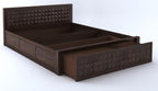 Sheesham Wood Queen Size Bed with Box Storage and Headboard | Durable Wooden Double Bed Cot Palang Furniture for Bedroom, Living Room, Guest Room, Hotel and Home