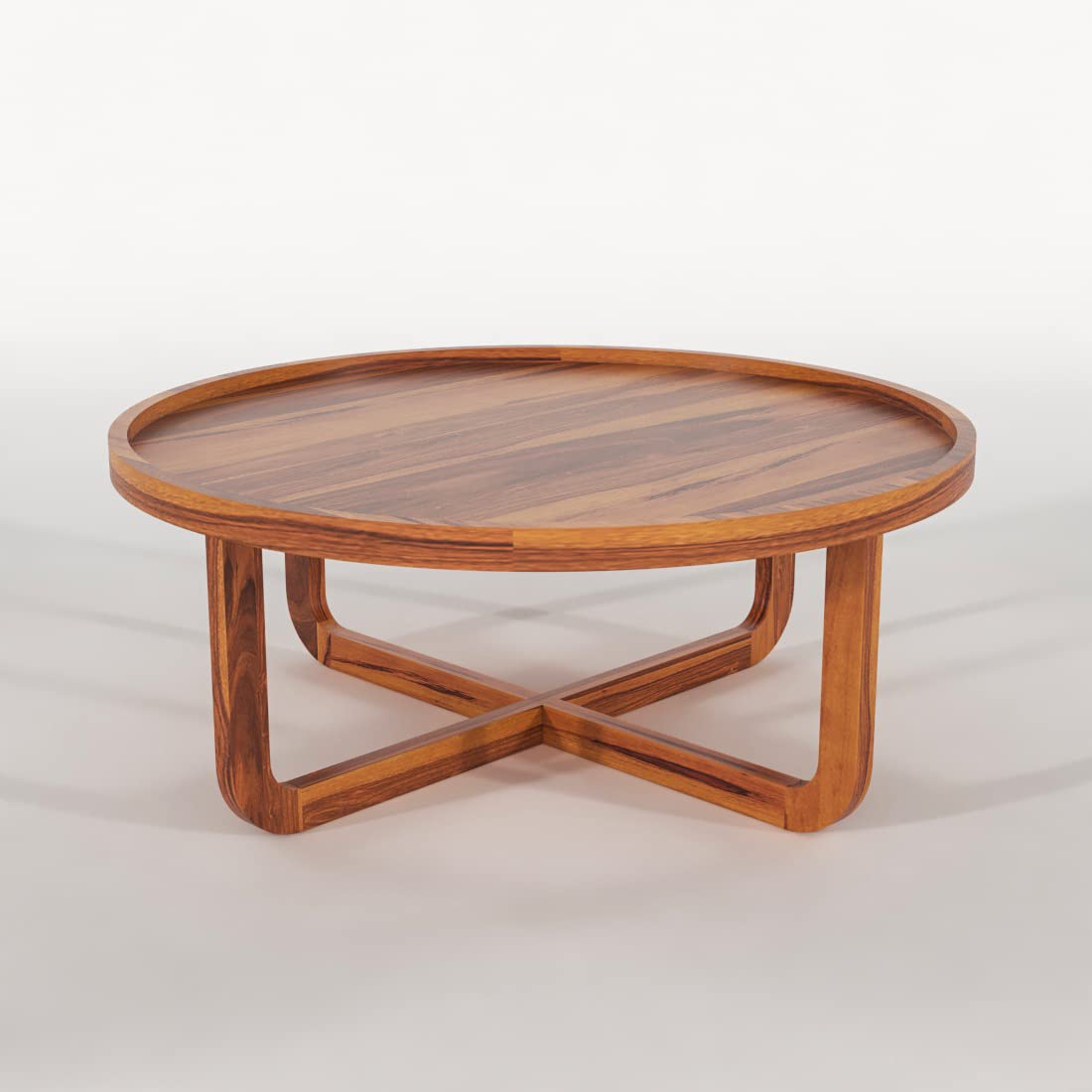 Goyal Handicraft Sheesham Wood Round Center Coffee Table Wooden Teapoy Tea Cocktail Tables Furniture for Home Office Living Room Bedroom Hall (Honey Finish)