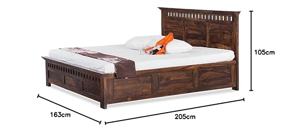 Goyal Handicraft Sheesham Wood Queen Size Bed with Box Storage for Bedroom Living Room Home Hotel Wooden Double Bed Cot Palang Furniture (Walnut Finish)| 1 Year Warranty