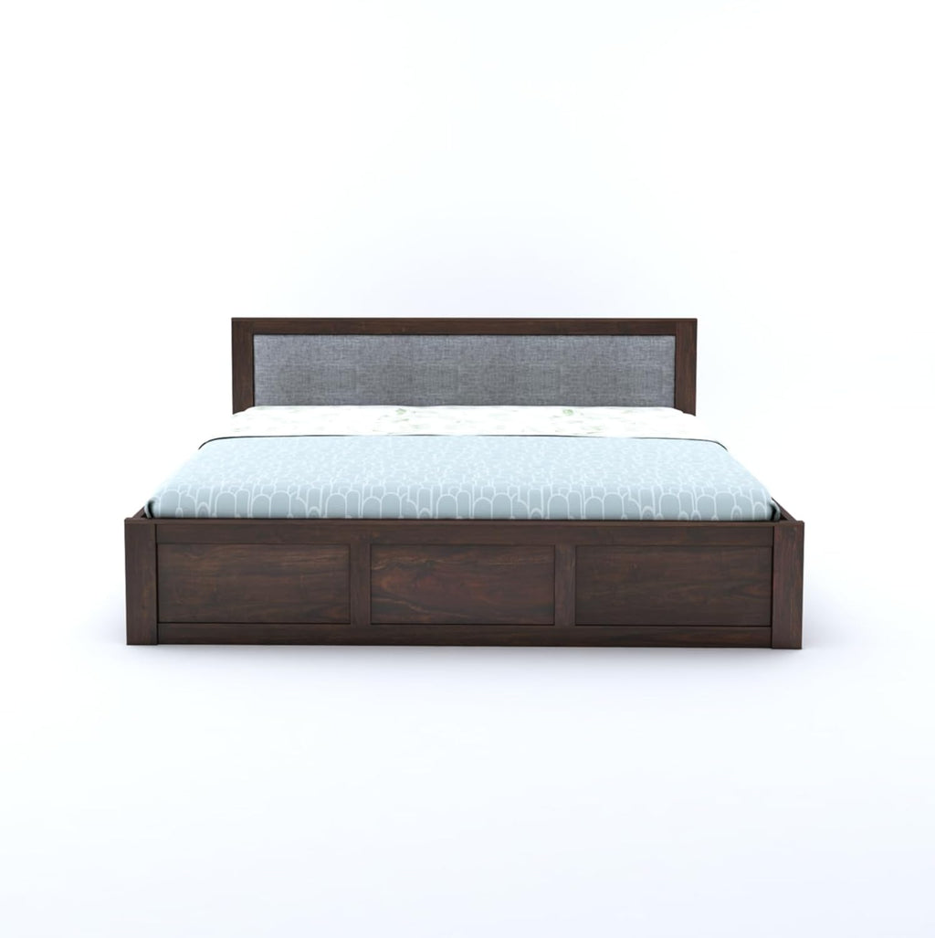 Sheesham Wood Queen Size Bed with Box Storage for Bedroom Living Room Home Hotel Bed with Headboard Pannel Wooden Double Bed Cot Palang Furniture