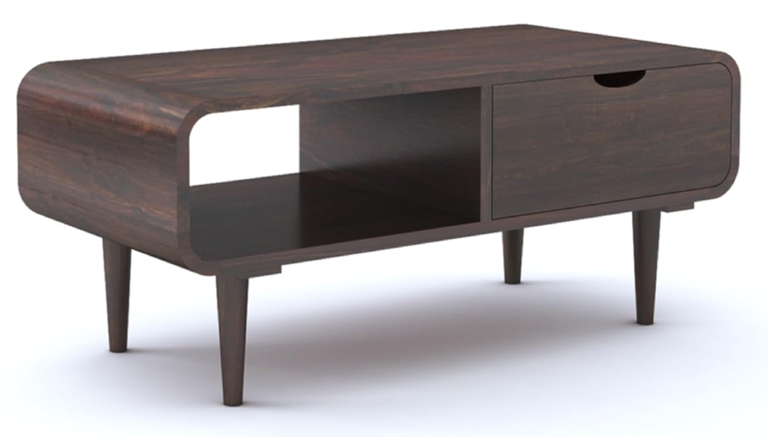 Sheesham Wood Rectangle Coffee Table with Shelf and Drawer Storage Wooden Tea Tables Solid Wood Center Table Furniture for Bedroom Living Room Home Office